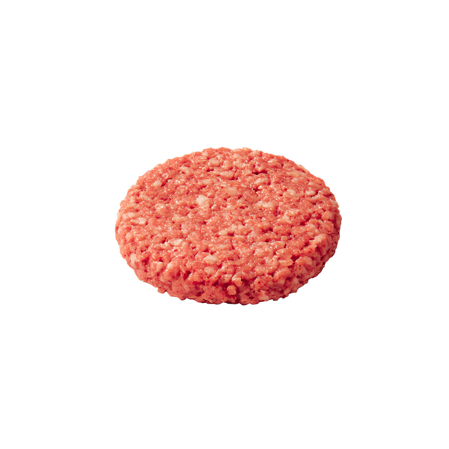 Raw, uncooked, round, plant-based burger patty.