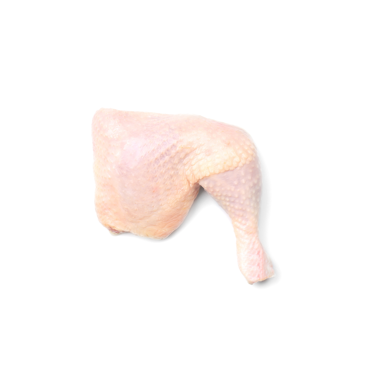 Raw chicken thigh on white background