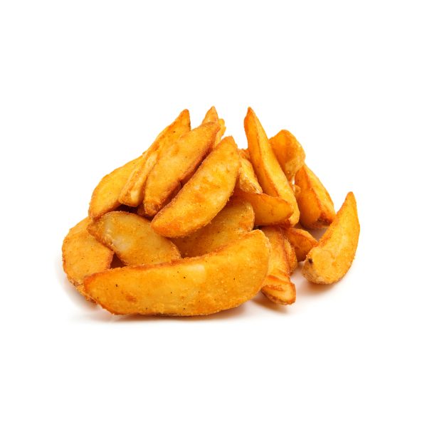 fried Potato wedges. Fast food. Isolated on white
