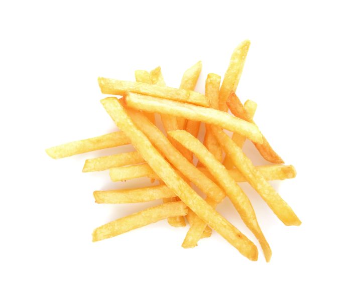a pile of french fries isolated on white